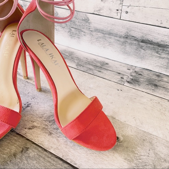 Lala Ikai Ankle Strap Heels Coral Size 7 - Picture 2 of 7